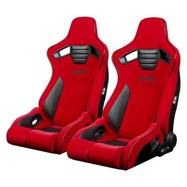 Braum® - Elite-R Series Sport Seats, Red Jacquard with Black Stitching