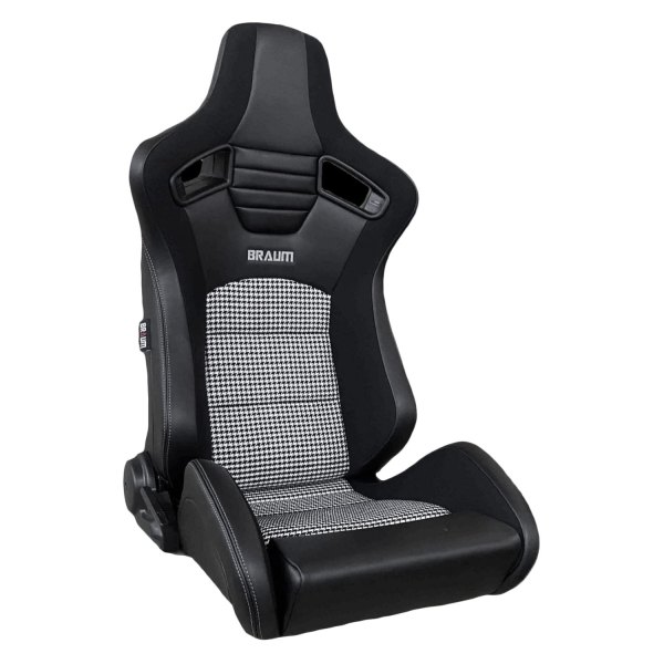 Braum® - Elite-S Series Leatherette Black Racing Seats with White Houndstooth Insert