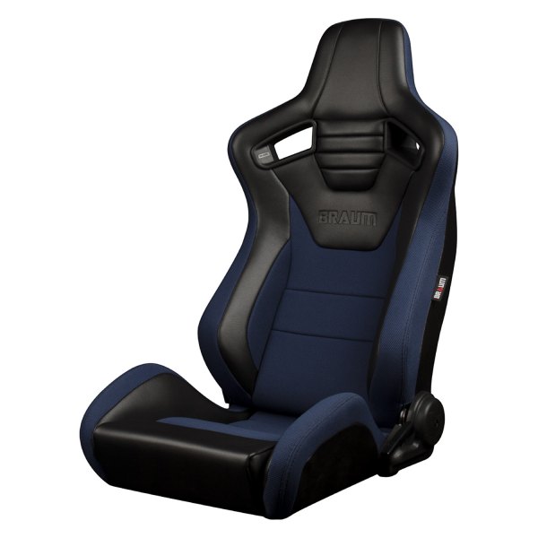 Braum® - Elite-S Series Leatherette Black Racing Seats with Blue Plaid Insert