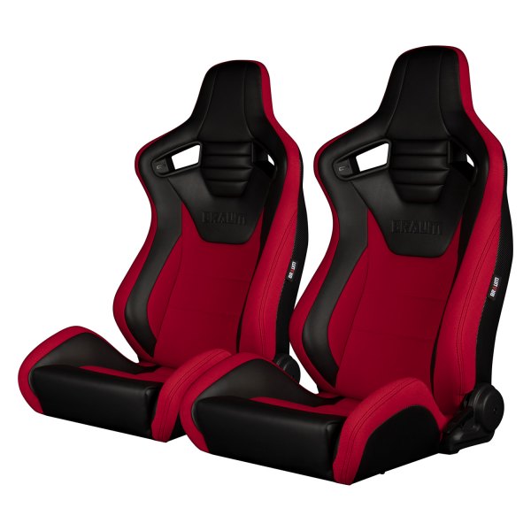 Braum® - Elite-S Series Leatherette Black Racing Seats with Red Plaid Insert