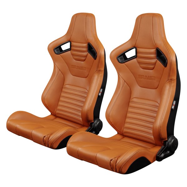 Braum® - Elite-X Series British Tan Leatherette Racing Seats with Black Stitching