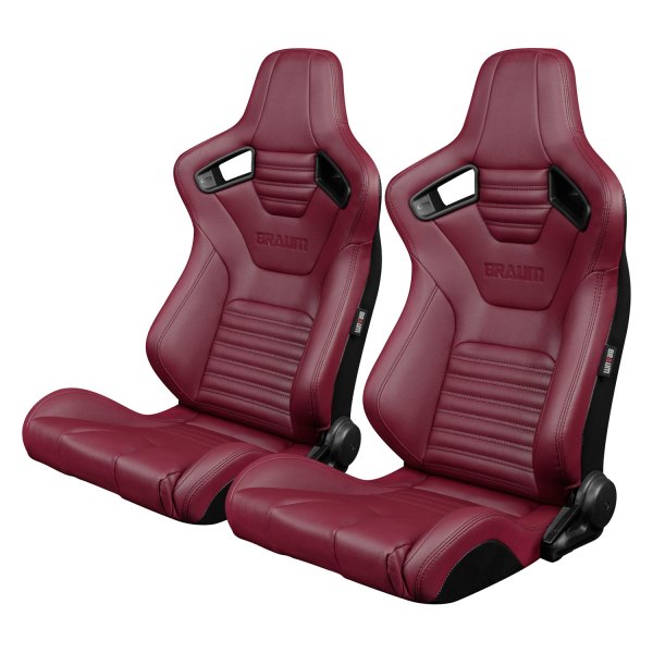 Braum® - Elite-X Series Maroon Leatherette Racing Seats with Black Stitching