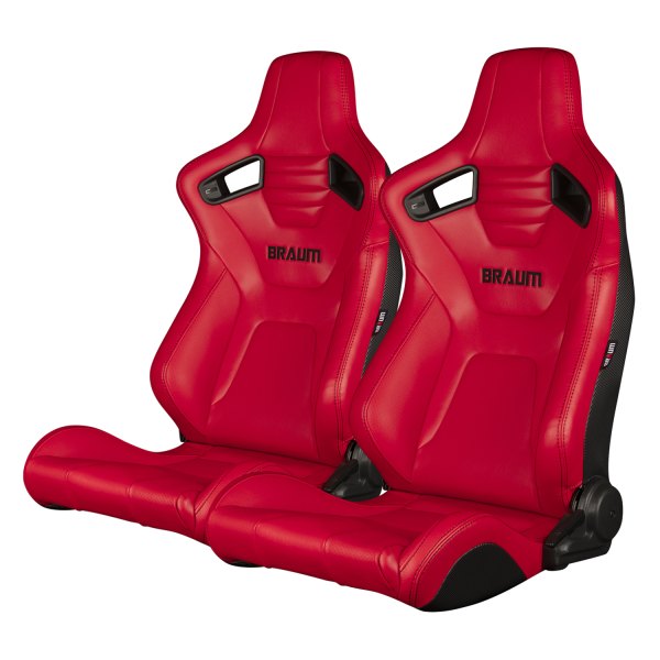 Braum® - Elite-X Series Red Leatherette Racing Seats with Black Stitching
