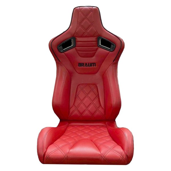 Braum® - Elite-X Series Diamond Edition Red Leatherette Racing Seats with Black Stitching and Black Piping
