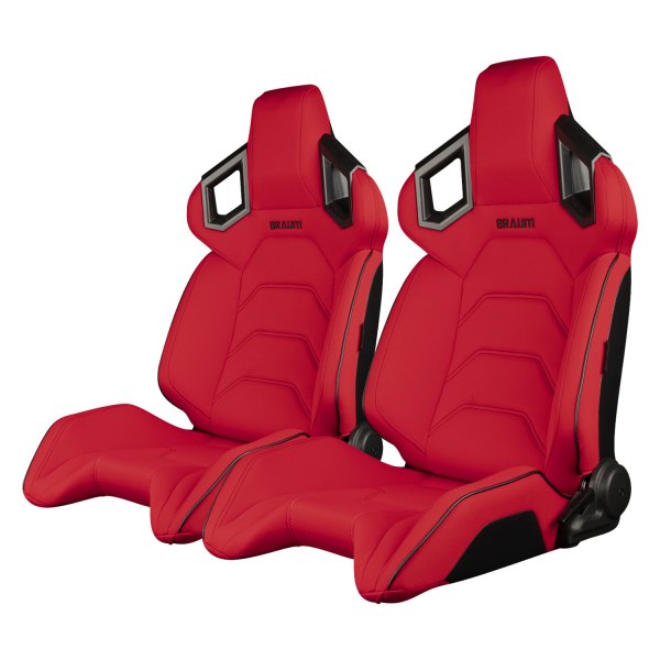 Braum® - Alpha-X Series Sport Seats Red Polo Fabric with Black Piping & Black Stitching