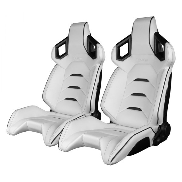 Braum® - Alpha-X Series Sport Seats White with Black Trim & Black Piping