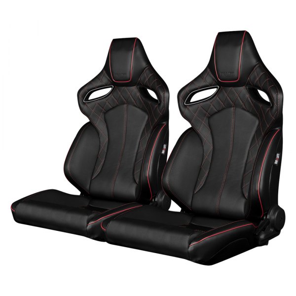 Braum® - Orue Series Racing Seats, Black with Red Diamond Stitching
