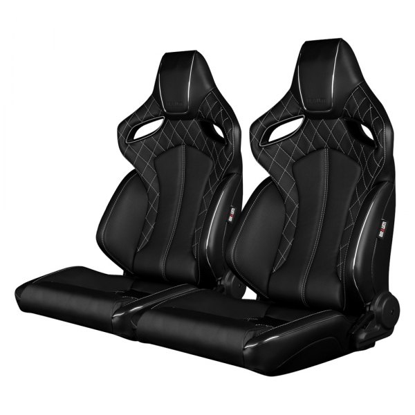 Braum® - Orue Series Racing Seats, Black with White Diamond Stitching