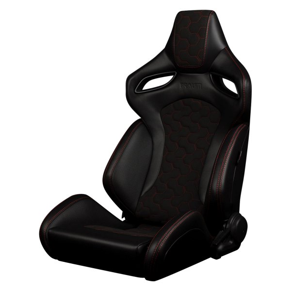 Braum® - Orue S Series Sport Seats, Honeycomb Alcantara with Red Stitching