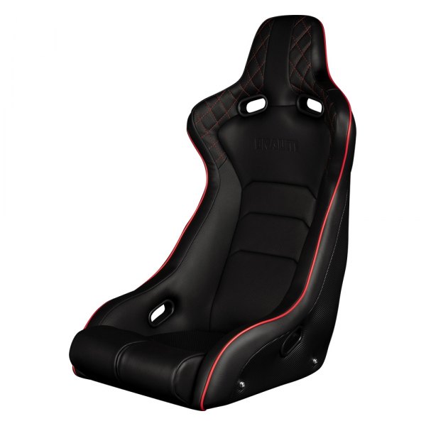 Braum® - Venom-X Series Diamond Edition Black Fixed Back Bucket Racing Seat with Red Stitching