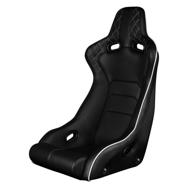 Braum® - Venom-X Series Diamond Edition Black Fixed Back Bucket Racing Seat with White Stitching