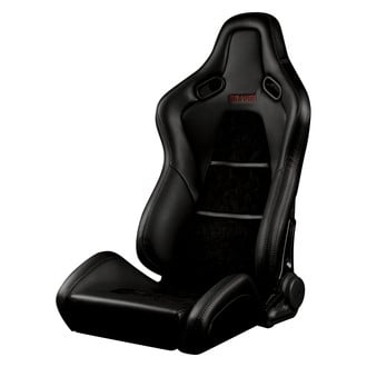 Braum® - Falcon-S Composite Carbon Fiber Honeycomb Shell Reclining Seats, Black Leatherette with Alcantara Inserts