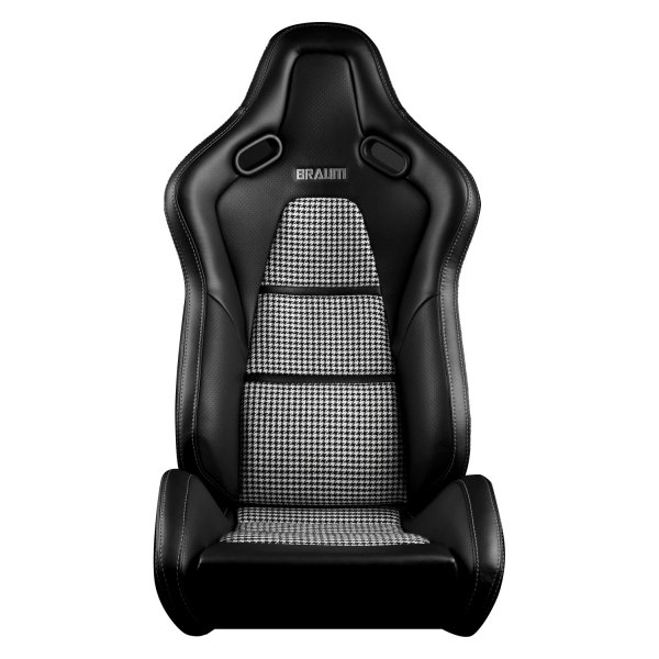 Braum® - Falcon-S Composite Carbon Fiber Honeycomb Shell Reclining Seats, Black Leatherette with Houndstooth Inserts