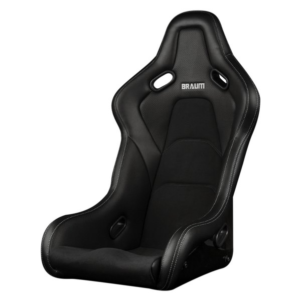 Braum® - FALCON-S Series Fixed Back Bucket Composite Seat, Black Alcantara and White Stitching