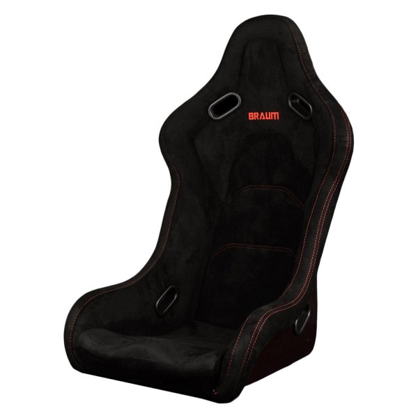 Braum® - FALCON-S Series Fixed Back Bucket Composite Seat, Black Alcantara with Red Glitter Composite