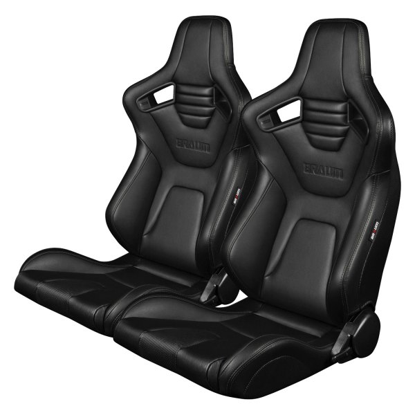 Braum® - Elite-X Series Black Leatherette Racing Seats with Black Stitching