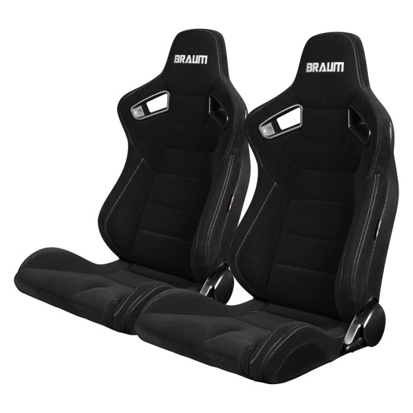 Braum® - Elite Series Sport Seats, Black Fabric with Gray Stitching