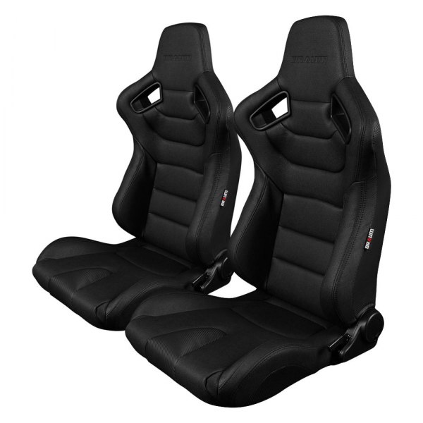 Braum® - Elite Series Sport Seats, Black Leatherette with Black Stitches