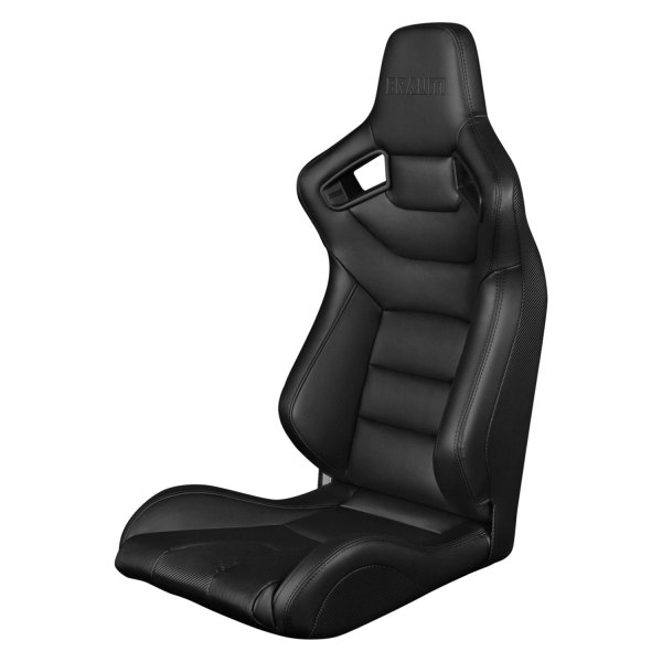 Braum® - Elite Series Black Leatherette Sport Seat with High Durability Carbon Fiber Leatherette Fixed Back