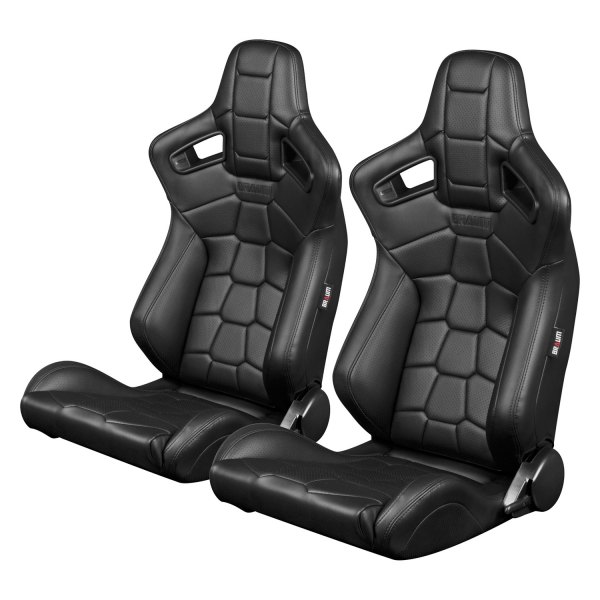 Braum® - Elite-X Series Komodo Edition Black Leatherette Racing Seats with Black Stitching