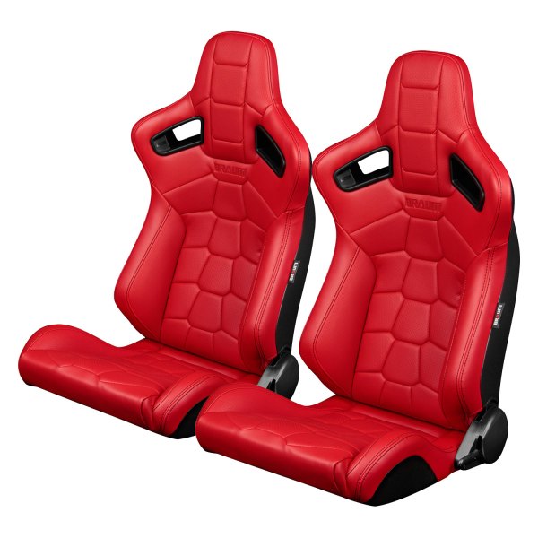 Braum® - Elite-X Series Komodo Edition Red Leatherette Racing Seats with Black Stitching