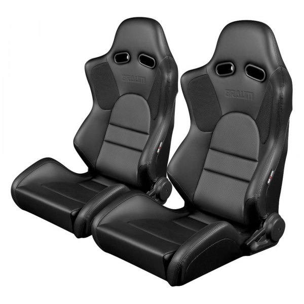 Braum® - Advan Series Seats, Black Leatherette with Carbon Fiber Insert