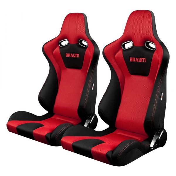 Braum® - Venom Series Sport Seat, Black and Red Fabric, Red Stitches