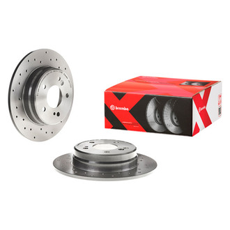 Brembo® - Premium Xtra Cross Drilled UV Coated 1-Piece Rear Brake Rotor