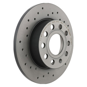 Brembo® - Premium Xtra Cross Drilled UV Coated 1-Piece Rear Brake Rotor