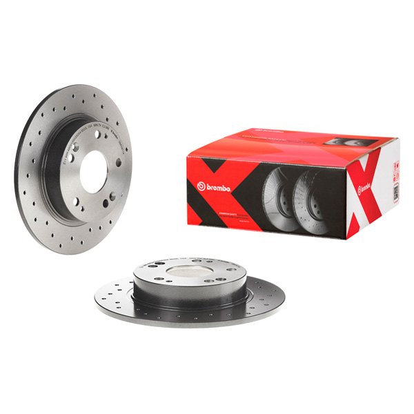 Brembo® - Premium Xtra Cross Drilled UV Coated 1-Piece Rear Brake Rotor