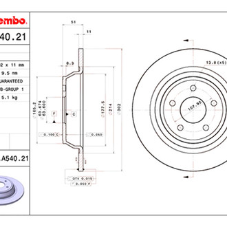 Brembo® - UV Coated Plain Solid Rear Brake Rotor