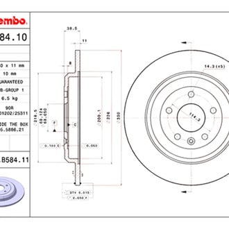Brembo® - UV Coated Series Plain Solid Rear Brake Rotor