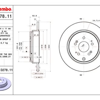 Brembo® - UV Coated Series Plain Solid Rear Brake Rotor