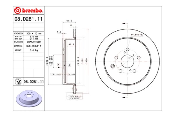 Brembo® - UV Coated Series 1-Piece Rear Brake Rotor