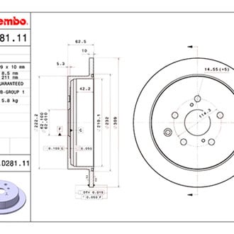 Brembo® - UV Coated Series Plain Solid Rear Brake Rotor