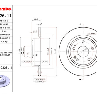 Brembo® - UV Coated Series Plain Solid Rear Brake Rotor