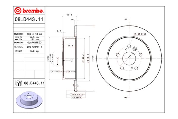 Brake disc Brembo 08.A202.11