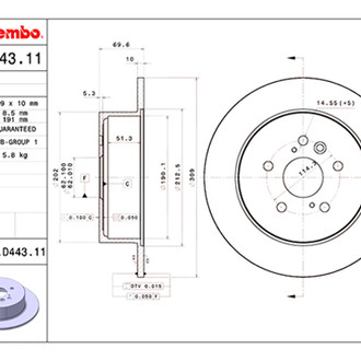 Brembo® - UV Coated Series Plain Solid Rear Brake Rotor