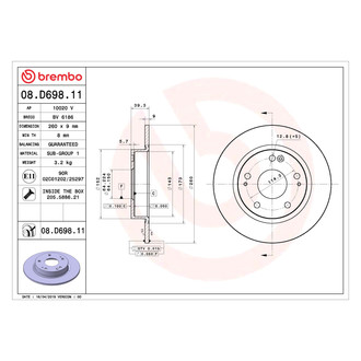 Brembo® - UV Coated Series Plain Brake Rotor Quantity