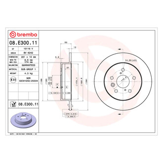 Brembo® - UV Coated Plain Solid Rear Brake Rotor