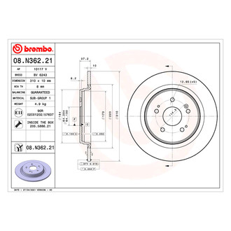 Brembo® - UV Coated Series Plain Brake Rotor