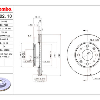 Brembo® - OE Replacement Plain Vented Front Brake Rotor