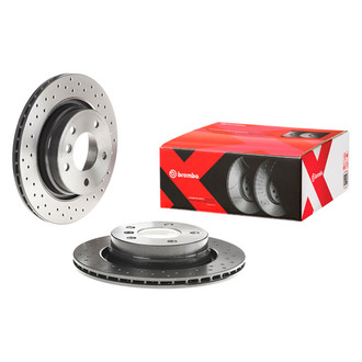 Brembo® - Premium Xtra Cross Drilled UV Coated 1-Piece Rear Brake Rotor