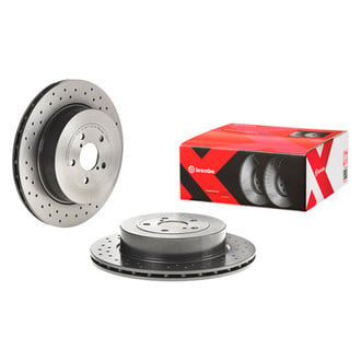 Brembo® - Premium Xtra Cross Drilled UV Coated 1-Piece Rear Brake Rotor