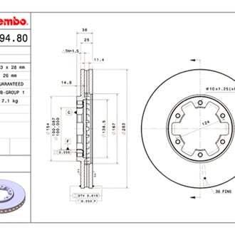 Brembo® - OE Replacement Vented Front Brake Rotor