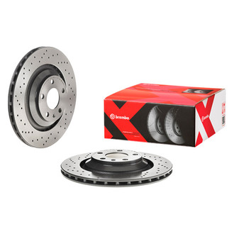Brembo® - Premium Xtra Cross Drilled UV Coated 1-Piece Rear Brake Rotor
