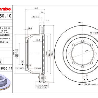 Brembo® - PRIME OE Plain Vented Rear Brake Rotor