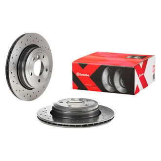 Brembo® - Premium Xtra Cross Drilled UV Coated 1-Piece Rear Brake Rotor
