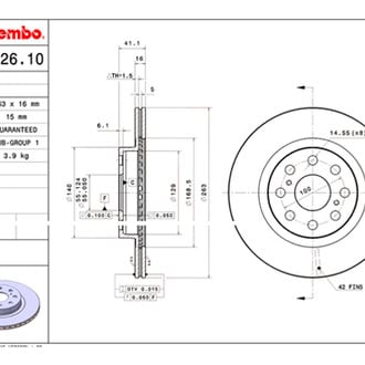 Brembo® - OE Replacement Plain Vented Rear Brake Rotor