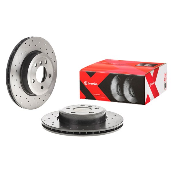 Brembo® - Premium Xtra Cross Drilled UV Coated 1-Piece Front Brake Rotor